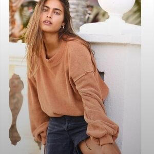 FREE PEOPLE FP BEACH Beach Happy Sweater in Rust